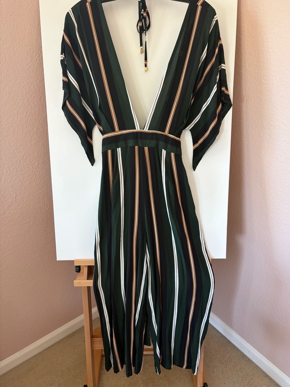 Faithfull The Brand Cedric Firenze Stripe Plunge V-Neck Culotte Jumpsuit 8